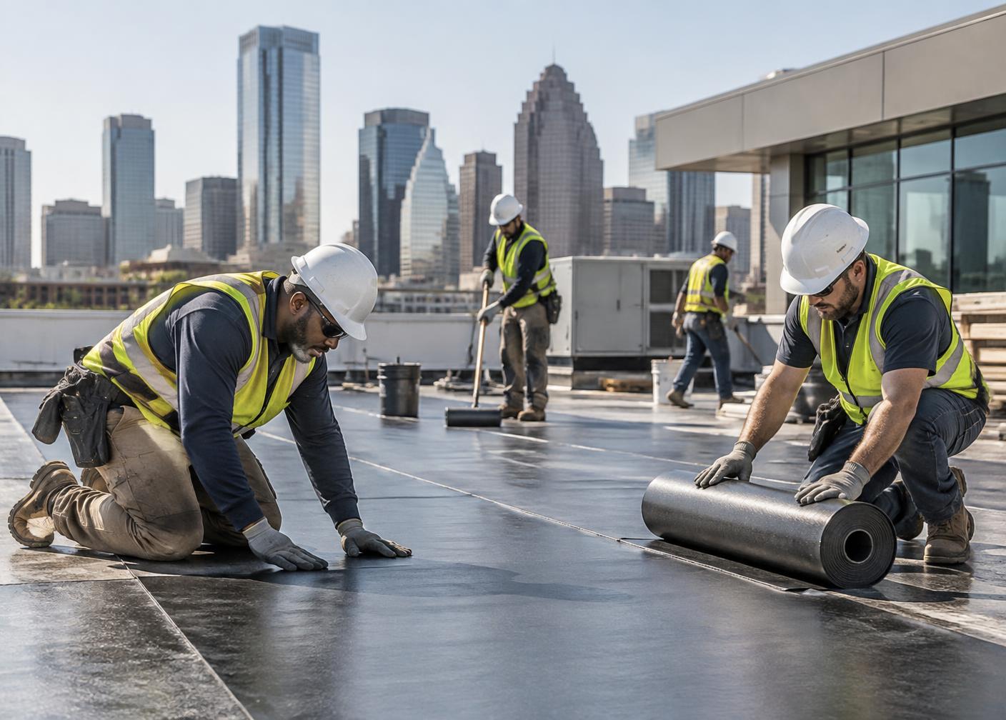 Commercial roofing project in Houston